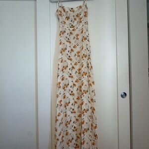 Reformation Cream and Orange Floral Maxi Dress